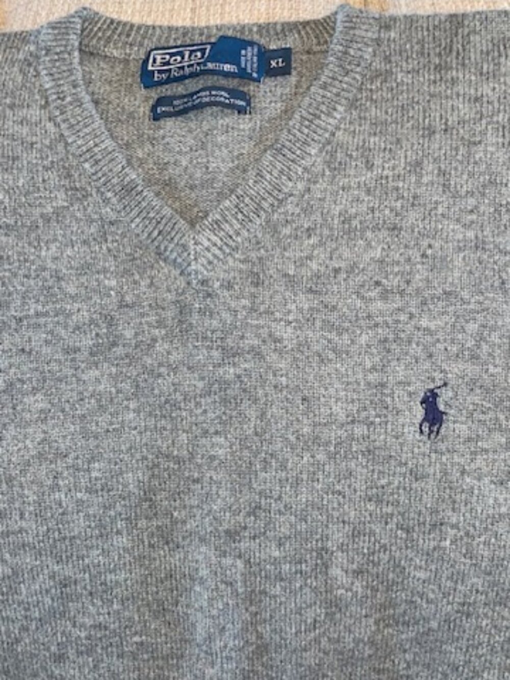 Gray Polo Ralph Lauren 100% lambs wool sweater
